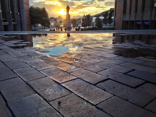 You know how slippery Red Square and all the brick paths on campus get when it rains.