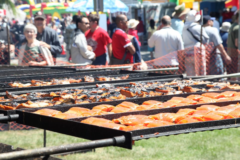 Salmon on the BBQ at the Steveston Salmon Festival in 2015 (Steveston Salmon Festival/Facebook)