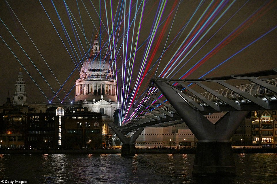 And in London - despite initially being cancelled - the capital put on a dazzling light show involving the River Thames, the Shard, Greenwich Old Royal Naval College and St Paul's Cathedral