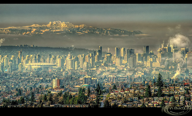 Zoomed in view from Burnaby Mountain Park, BC, Canada...HDR
