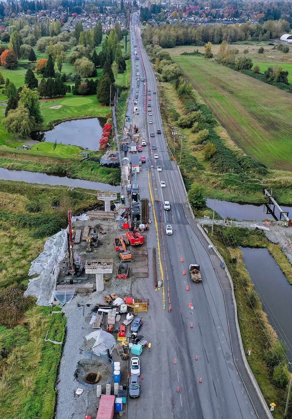 surrey-langley skytrain construction fraser highway 176 street october 2025